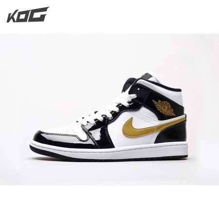 Air Jordan 1 Mid Patent Black White Gold 36-46