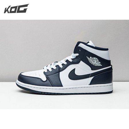 Jordan 1 Mid White Metallic Gold Obsidian 554724-174 Size 36-47.5